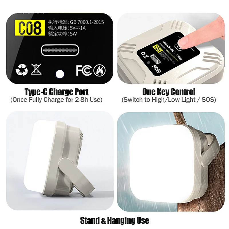 Rechargeable Portable LED Camping and Emergency Light with SOS Mode