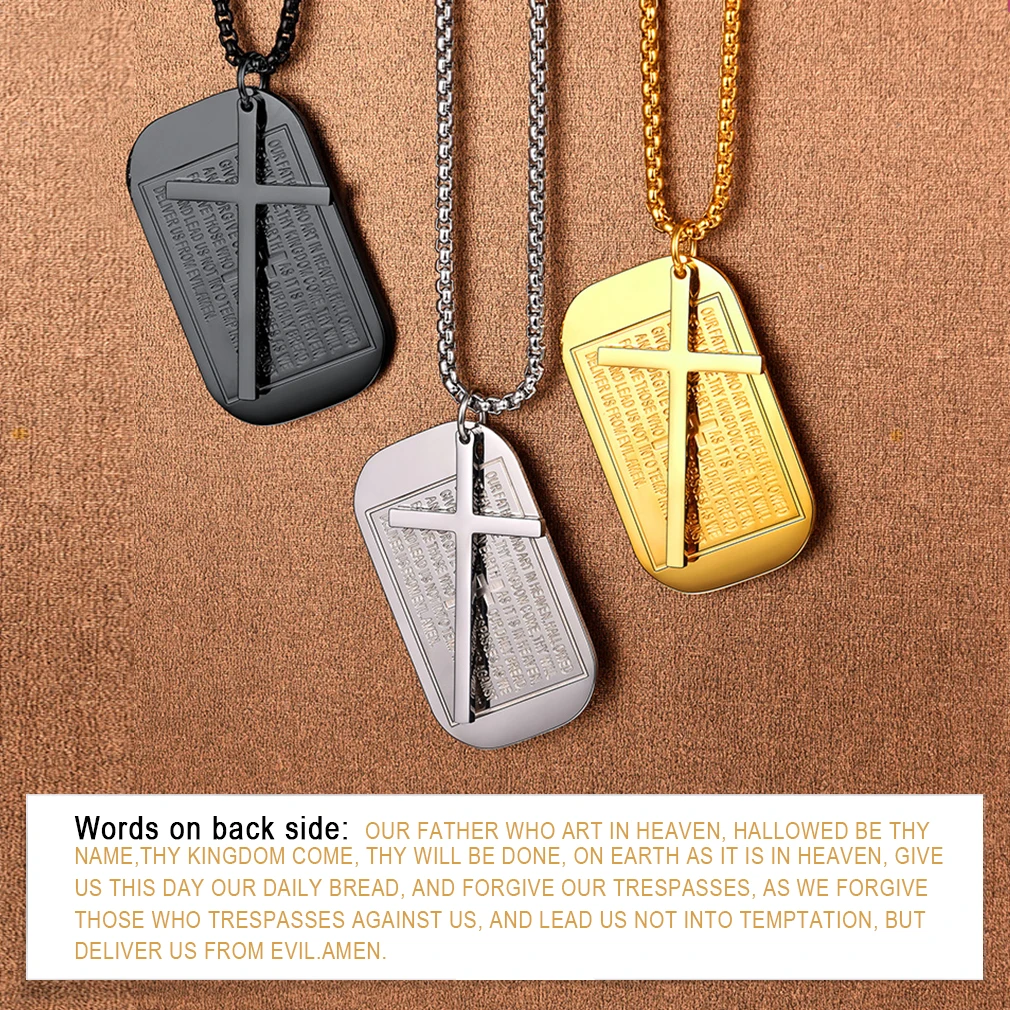 Christian Cross Prayer Necklace Jewelry