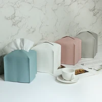 Tissue Box Cover, Modern Decorative PU Leather Rectangular Tissue Box Case Organizer Holder for Vanity Countertop 2