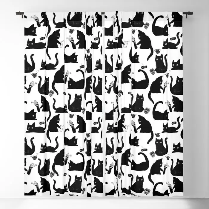 

Bad Cats Knocking Stuff Over Blackout Curtains 3D Print Window Curtains For Bedroom Living Room Decor Window Treatments