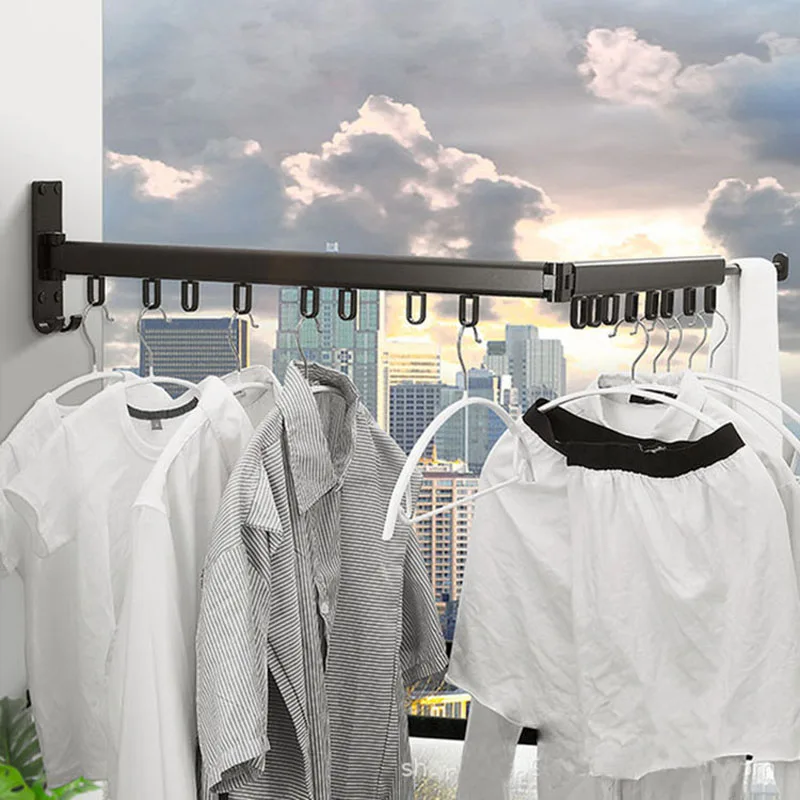 

Folding Clothes Rack SOLO Drying Pole Balcony Wall Mounted Scalable Clothes Rob Aluminum Alloy Strong Clothing Rod 의류 폴