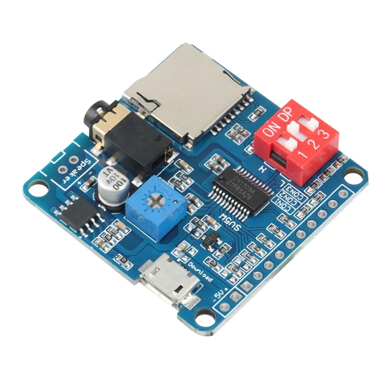 아두이노용 음성 재생 모듈, MP3 플레이어, UART I/O 트리거 앰프, 클래스 D, 5W, 8M 스토리지 DY-SV8F 플래시 SD/TF 카드