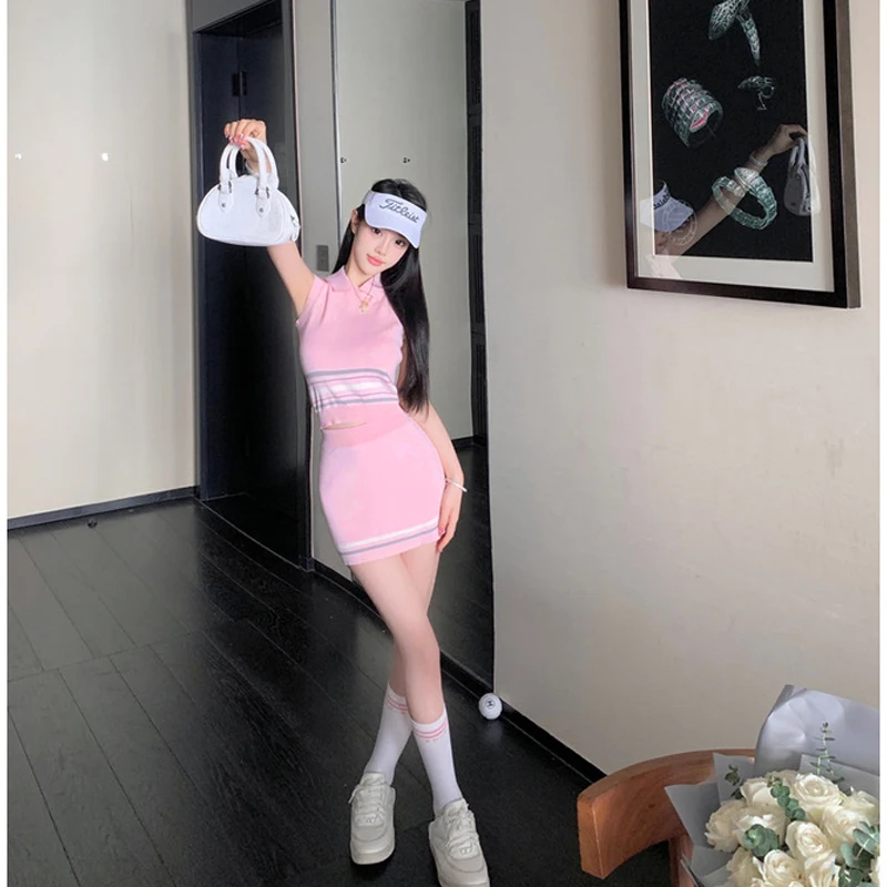 Golf Women's New Summer Sleeveless Knitted Top Quick Drying High Quality Fashion Versatile Short Skirt Outdoor Leisure Sports