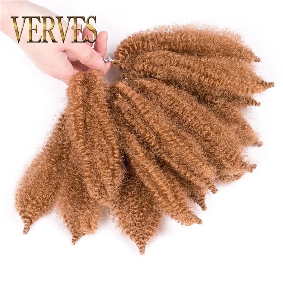 

VERVES Synthetic Crochet Hair Curly Extensions 8 inch Short Marley Braids Braiding Afro Kinky Bulk Brown Black Bundles Fake