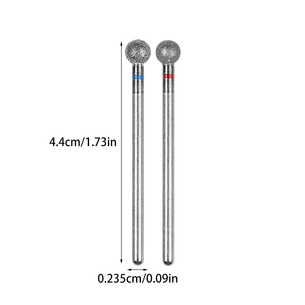 2PCS Diamond Cuticle Clean Ball Head Nail Bit for Electric Machine Perfect for Gel Polishing Acrylic Manicure Pedicure Cuticle 6