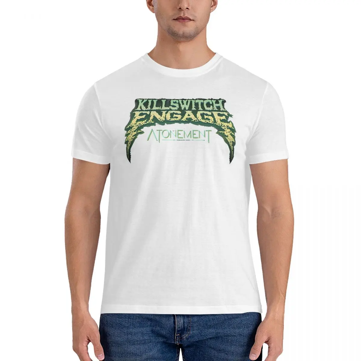 thumbnail image 1 of Camiseta de algodón para hombre, divertida, con cuello redondo y manga corta, tallas 4XL y 5XL., 1 of 7
