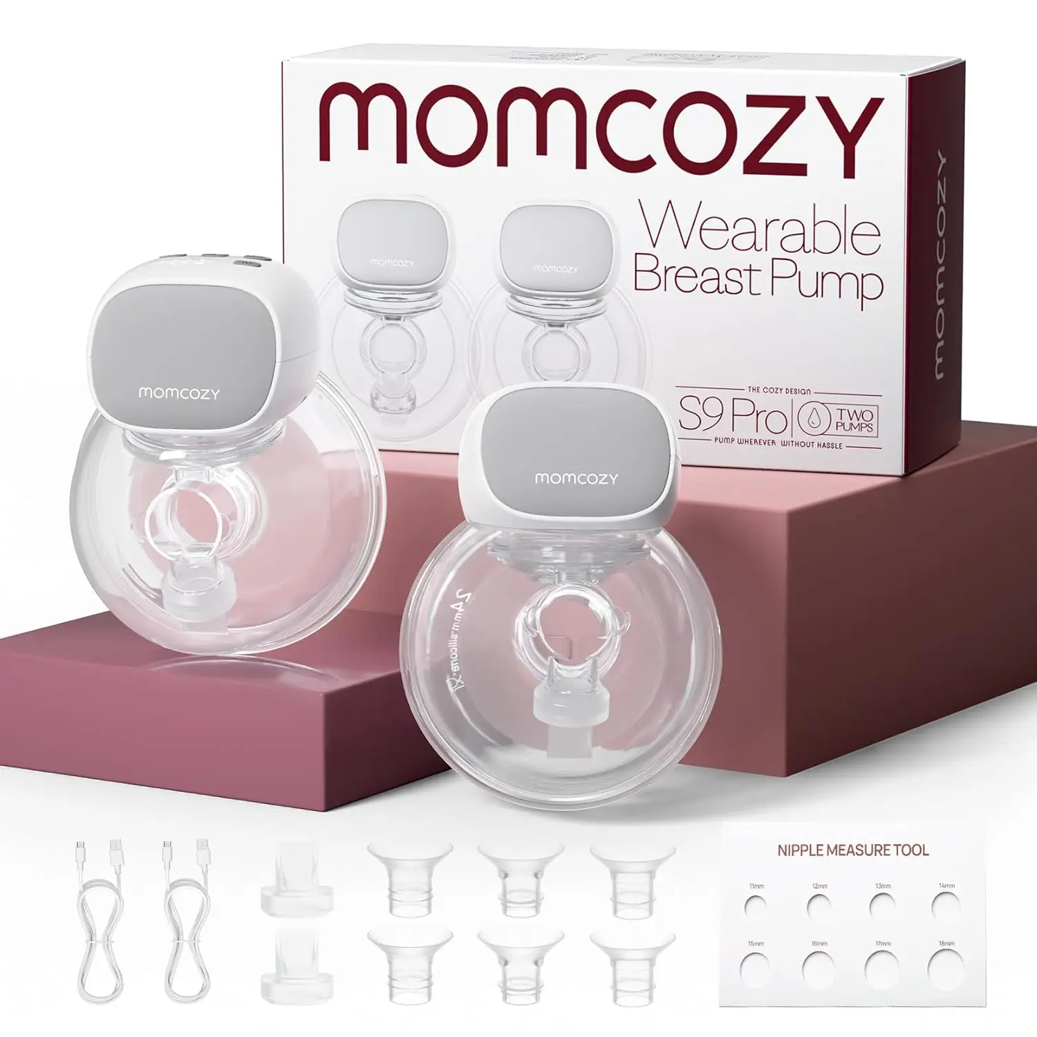 Momcozy Hands-Free Breast Pump S9 Pro Wearable Double Breast Pump Longer Battery Life LED Display Electric 2 Modes & 9 Leve electric breast pump