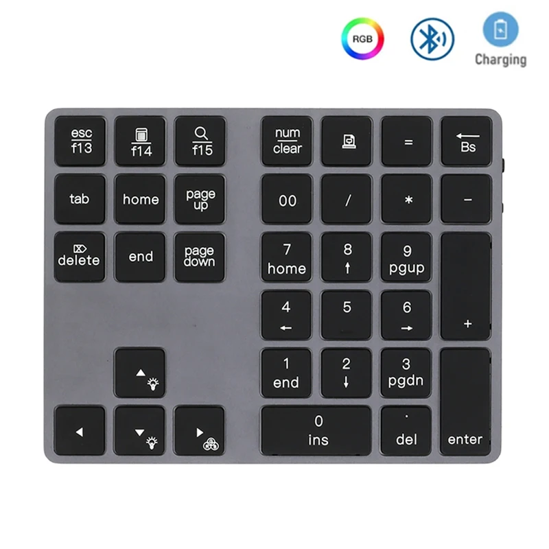 

Wireless Bluetooth Number Pad For Laptop Rechargeable Numeric Backlit Keypad 34 Keys Aluminum Numpad Keyboard For Mac Windows