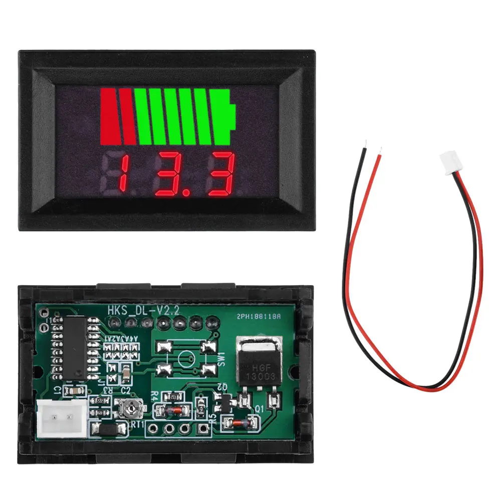 

DC12V 24V 36V 48V 60V 72V Lithium Battery Capacity Indicator Car Battery Charge Level Tester Voltage Meter LED Digital Voltmeter