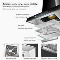 Top Sales Wall Mounted Black Chimney Kitchen Smart Range Hood 24 36 Inch Extractor Cooker Hood With Voice/gesture/touch 2