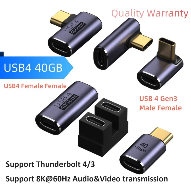 USB C F Adapter Multiple L Shape Angle Elbow Adapter USB C Female Type Male 40Gbps Speed Data Converter Thunderbolt sata usb adapter