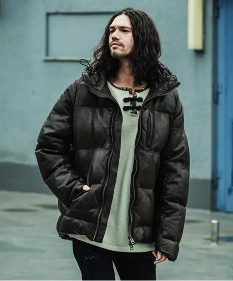 

YR!Free shipping.Winter Minus 30 degrees white duck down genuine leather jacket.Luxury vintage thick tanned sheepskin coat.