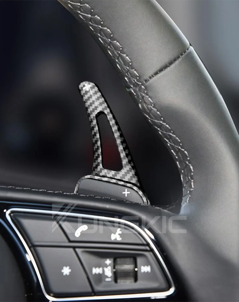 Auto-Lenkrad-Schaltwippen für Audi A3 A4 A5 S3 S4 S5 SQ5 SQ7 Q2 Q3 Q5 Q7 TT TTS ABS Carbonfaser-Stil Zubehör – Detail 6