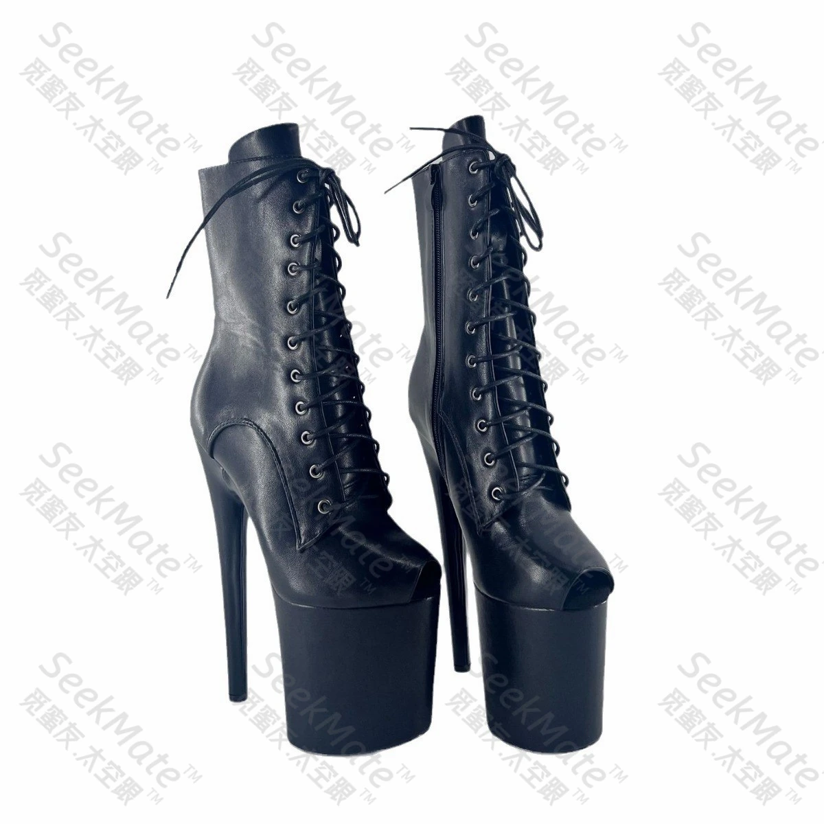 European and American ultra-high heels 20CM steel pipe dance boots, fish mouth sexy performance shoes, large-sized matte matte f