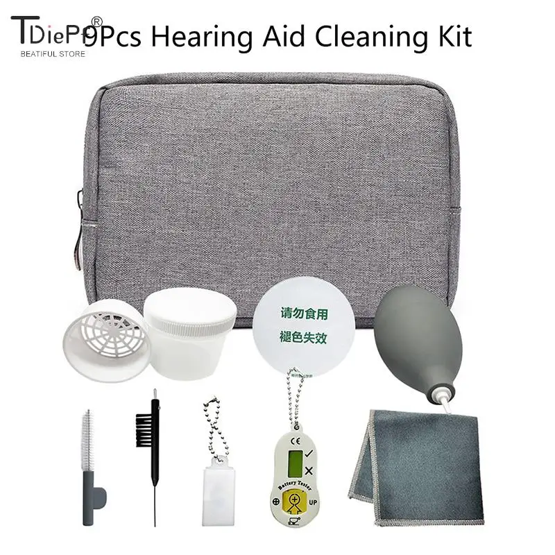 1PCS-9PCS/Set Hearing Aid Cleaning Kit Brush Vent Cleaner Wire Magne Wax Loop Tools Set 2