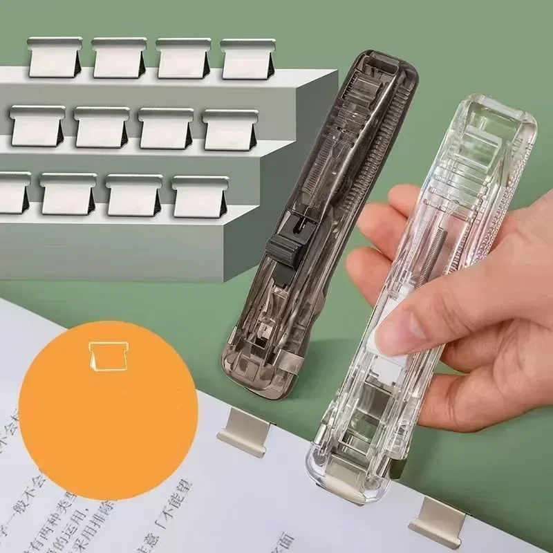 Document Push Clamp Binder Stationery Clip Stapler Multifunction Paper Storage Metal Clip Holder