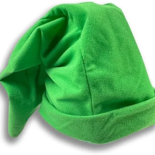 Green Christmas Elf Hat - Unisex Woolen Cap for Winter & Autumn, Fairy Tale Role-playing Accessory, Solid Color with Customizable Design