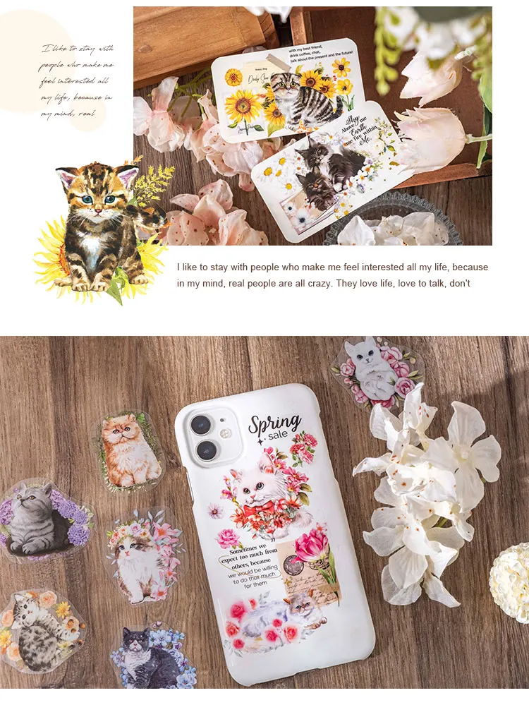 Kawaii Cartoon-Katzen-Aufkleber, 6 Blatt, selbstklebend, DIY-Aufkleber, dekoratives Tagebuch, Album, Scrapbooking-Material, handgefertigtes Zubehör – Detail 13