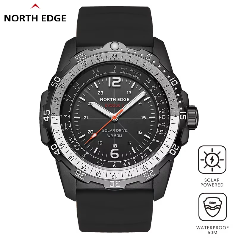 North edge evoque 2 relógio militar digital masculino à prova d'água 50m relógios de pulso esportivos masculinos energia solar luminoso relógio ambientalmente