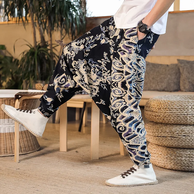 2025 Spring/Summer Nepal Prints Cotton Linen Joggers Men Baggy