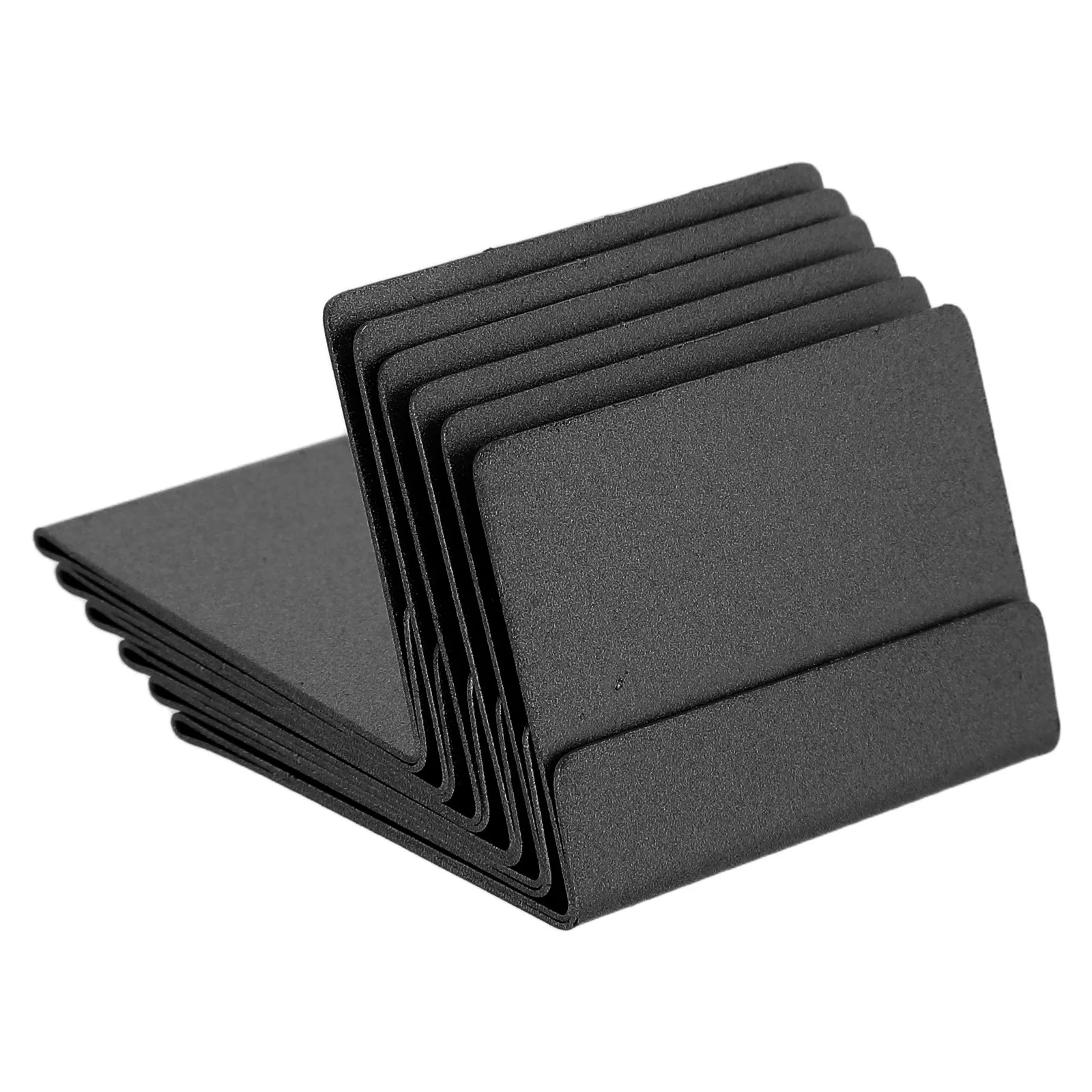 6Pcs 스테인레스 스틸 명함 홀더 데스크 미니멀리스트 금속 스탠드 사무실 테이블 사용을위한 수직 카드 디스플레이 스탠드