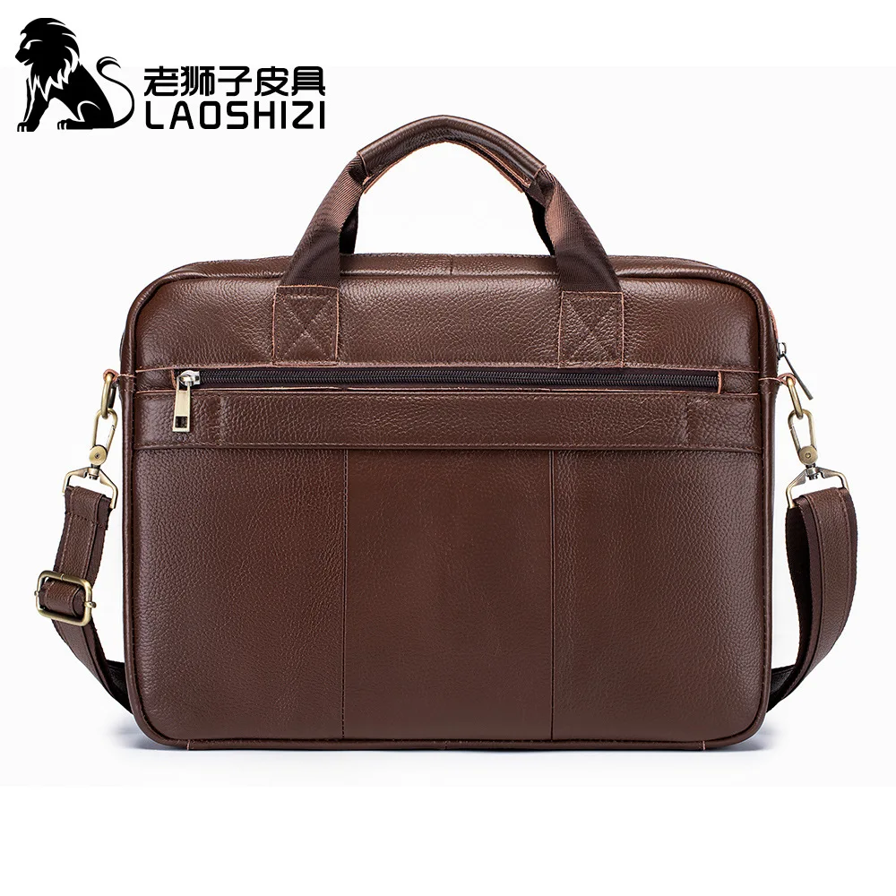 100% genuine leather Men's briefcase laptop bag large capacity business handbag casual shoulder crossbody bags messenger bag Leather Briefcase