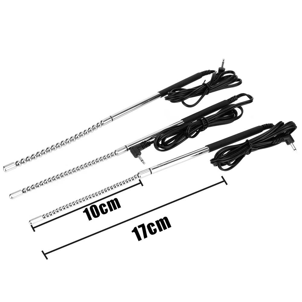 Urethral Penis Plug Stainless Steel Urethra Beads Dilator Bi-Polar Electric Shock Electro Stimulation Sex Toy Men