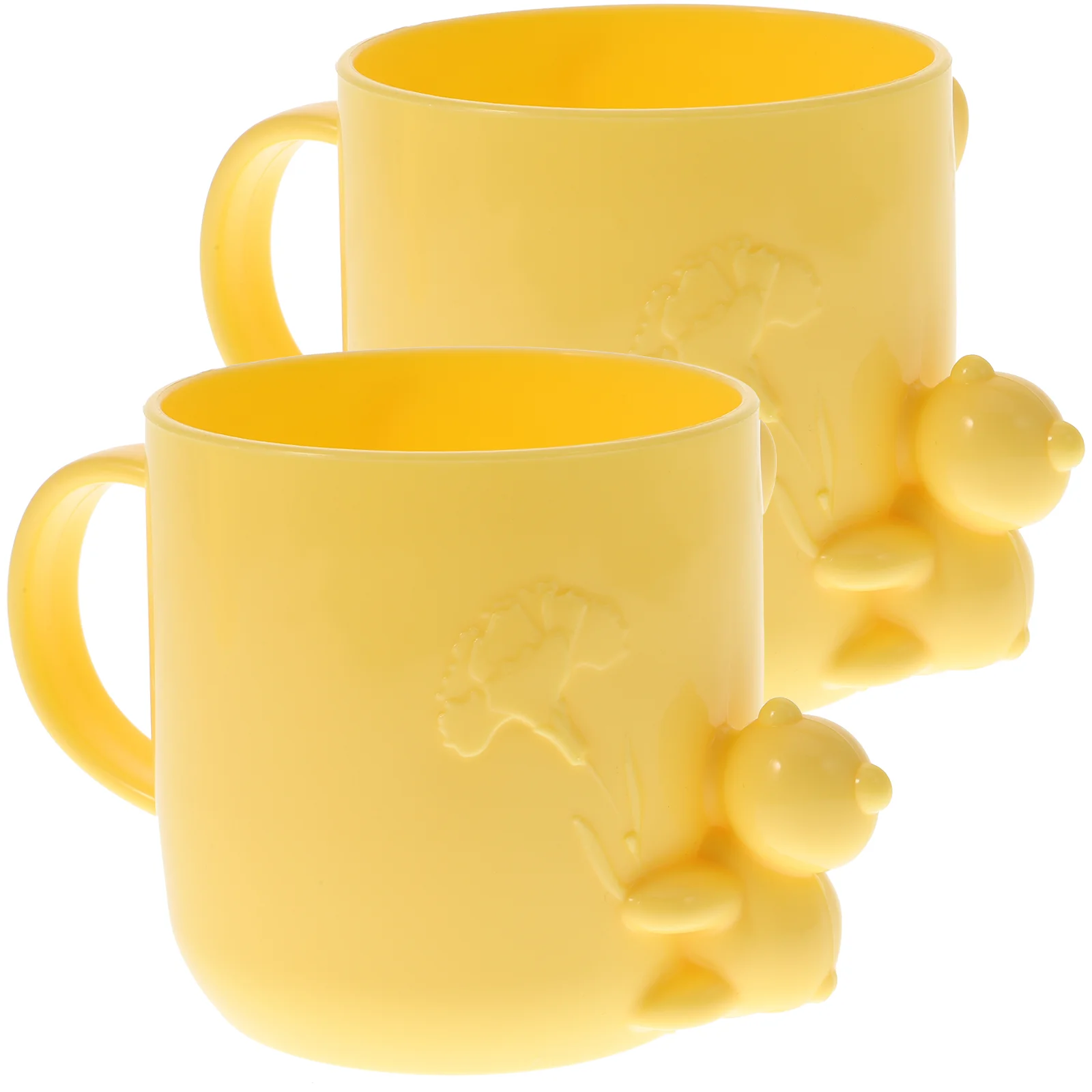 2 Pcs Cartoon Children's Plastic Mug Coffee Cups Cute Mouthwash Take Bath Kids Toothpaste Toothbrush Newborn