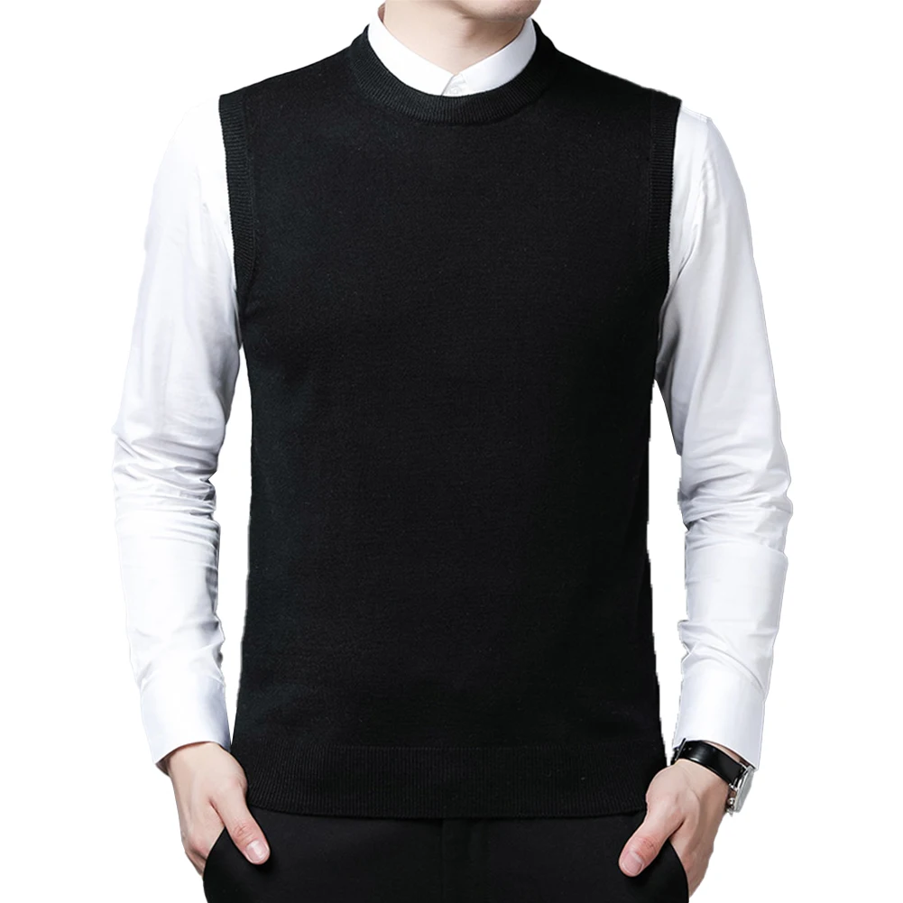 

Mens Slim Fit Sweater Vest Knitted Tank Top Sleeveless Pullover Solid Color Top Round Neck Solid Color Usiness Casual Fitted