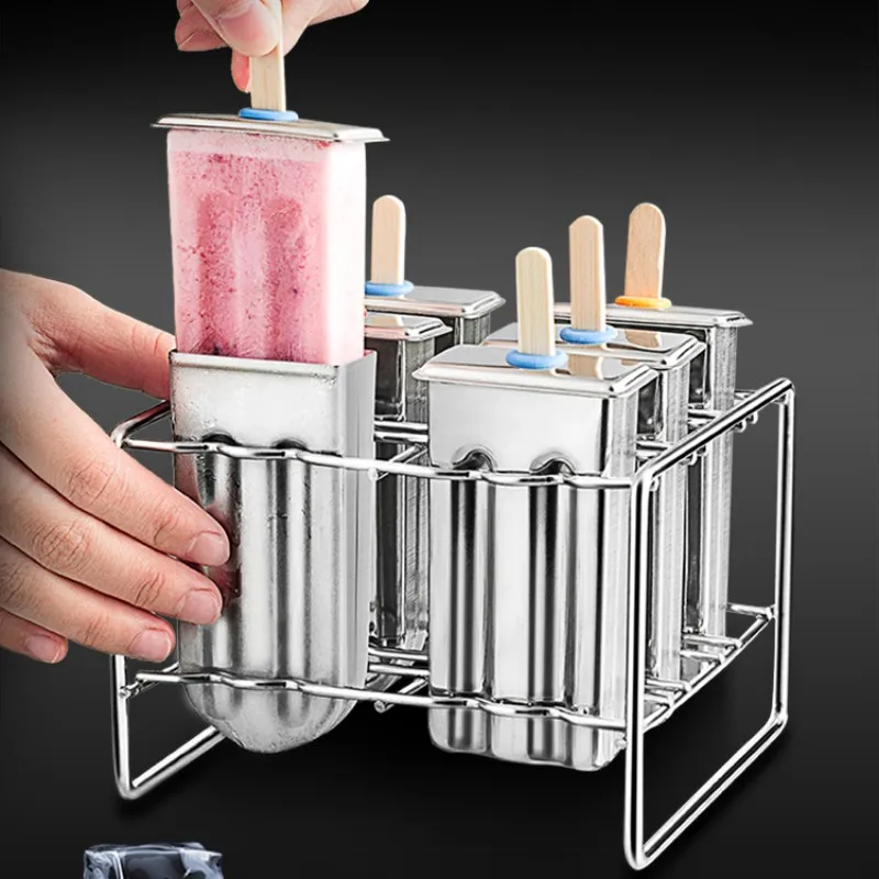 

304 Stainless Steel Ice Cream Mold Homemade Large Set Ice Cube Shape Make Popsicle Popsicle Model Children Mould Kitchen Tools
