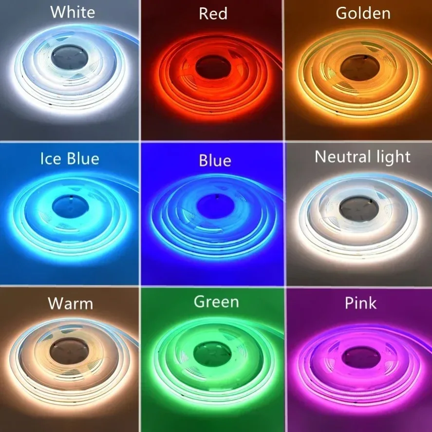 High-Density Colorful COB LED Strip Light - 8mm Flexible RA95