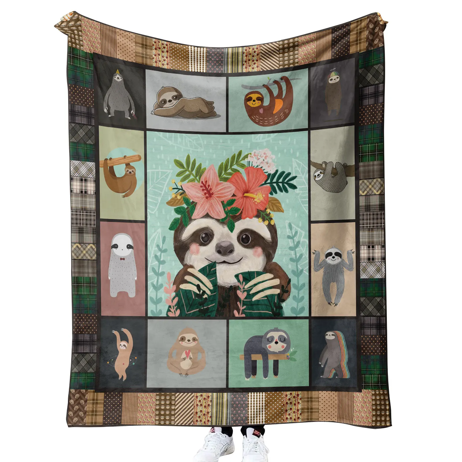 

Cartoon Sloth Print Flannel Blanket For Bed Plush Fluffy Teenager Cute Animal Home Bedroom Decoration Bedding Cover Blankets