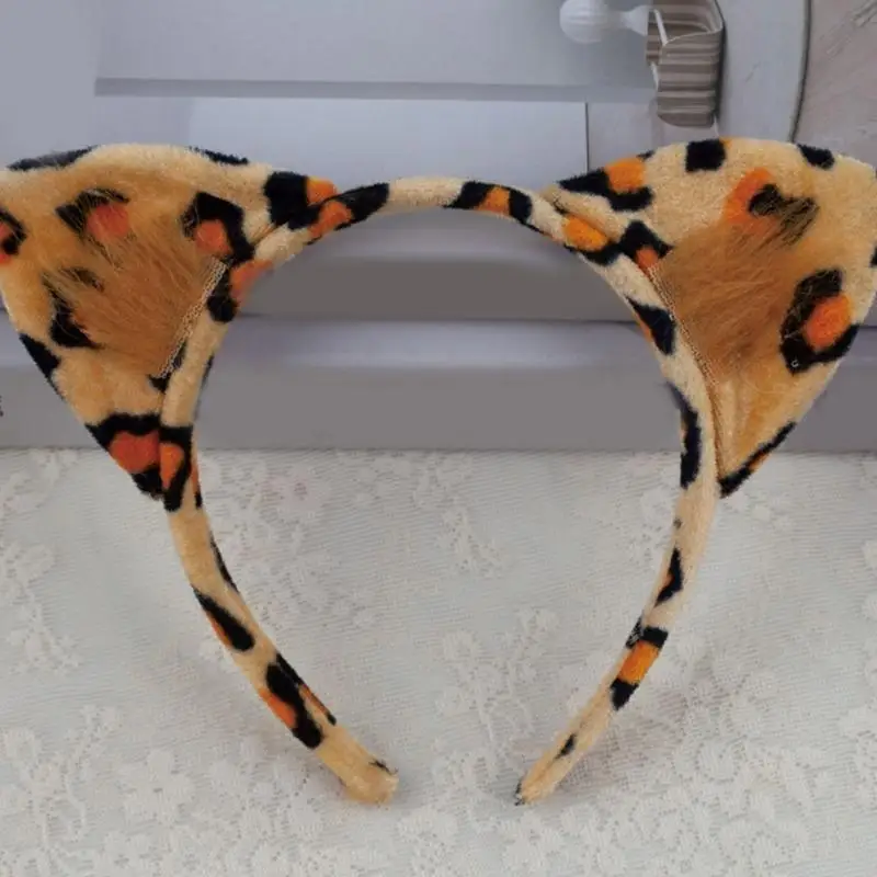 39BD Leopardenkostüm Leopardenohren Stirnbänder Bögen Schwanz Halloween Tier Cosplays Requisiten – Detail 7