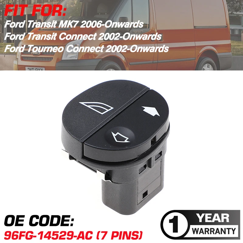 Interruttore Di Controllo Alzacristallo Elettrico Per Ford Transit Mk7 Ford Transit Connect Ford Tourneo 2002-In Poi Muslimate 7 Pin