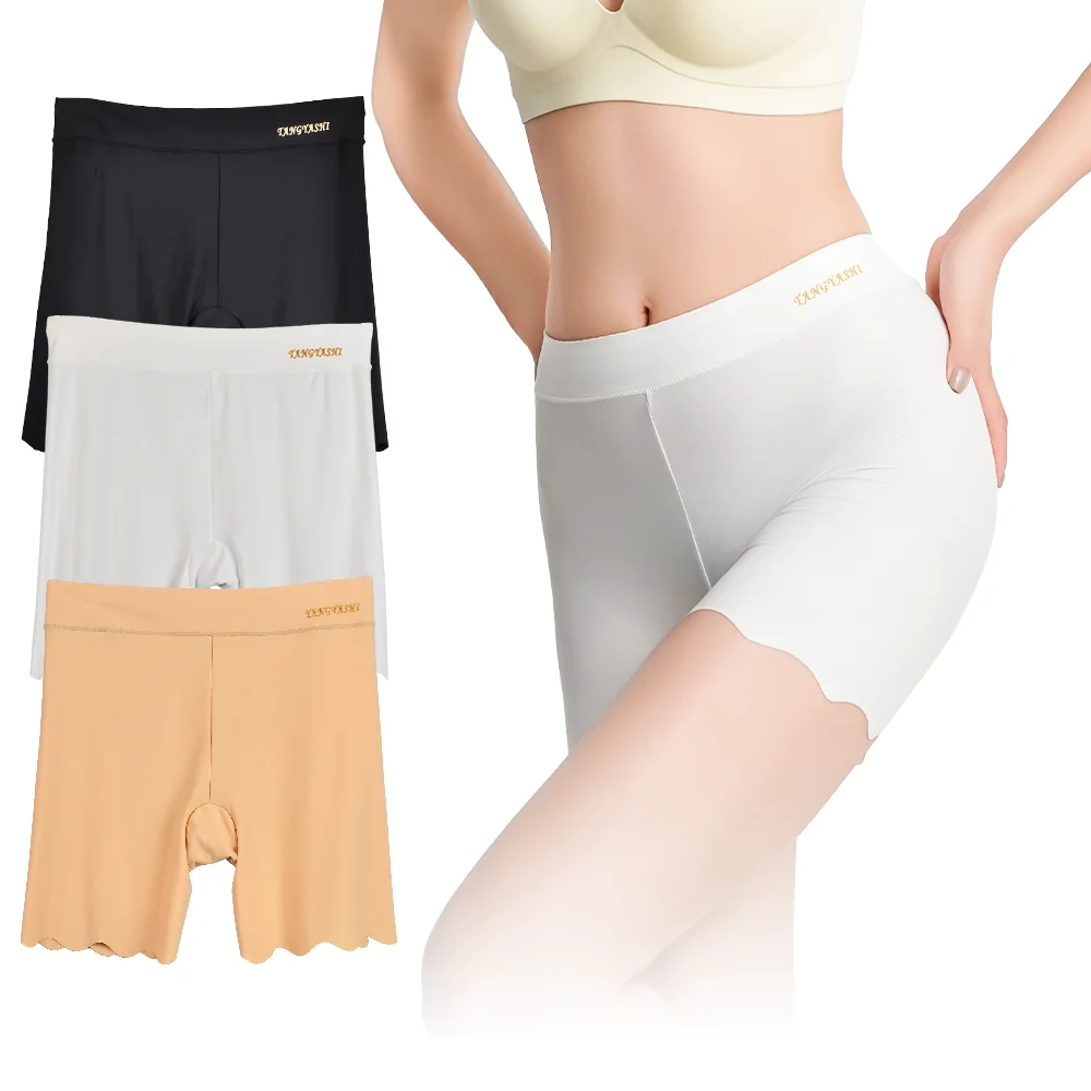 3Pcs Women Underwear Slimming Shorts Safety Dress Panties High Waist Seamless Ice Silk Boxers Plus Size Short Pants M-4XL
