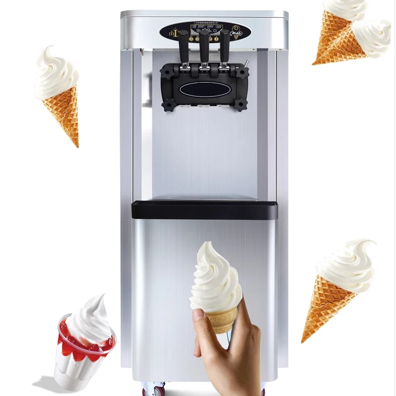 

Ice Cream Maker Commercial Precooling Preservation Puffing Automatic Cleaning 2+1 Mixed Flavor Freeze Sundae Cone Machine
