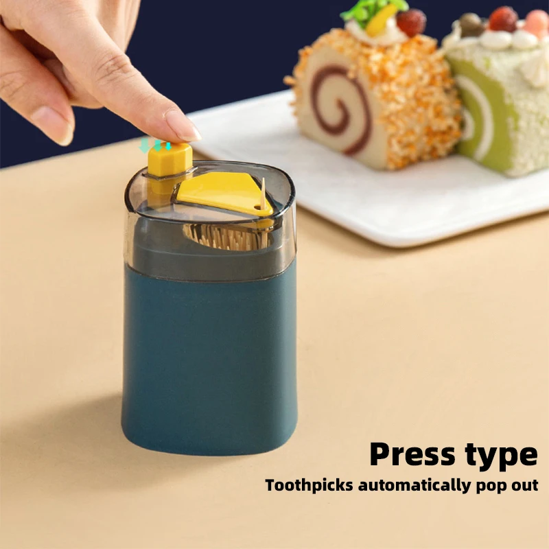 

1PCS Toothpick Box Household Automatic Pop Up Toothpick Canister Press Type Transparent Toothpick Box Kitchen Supplies