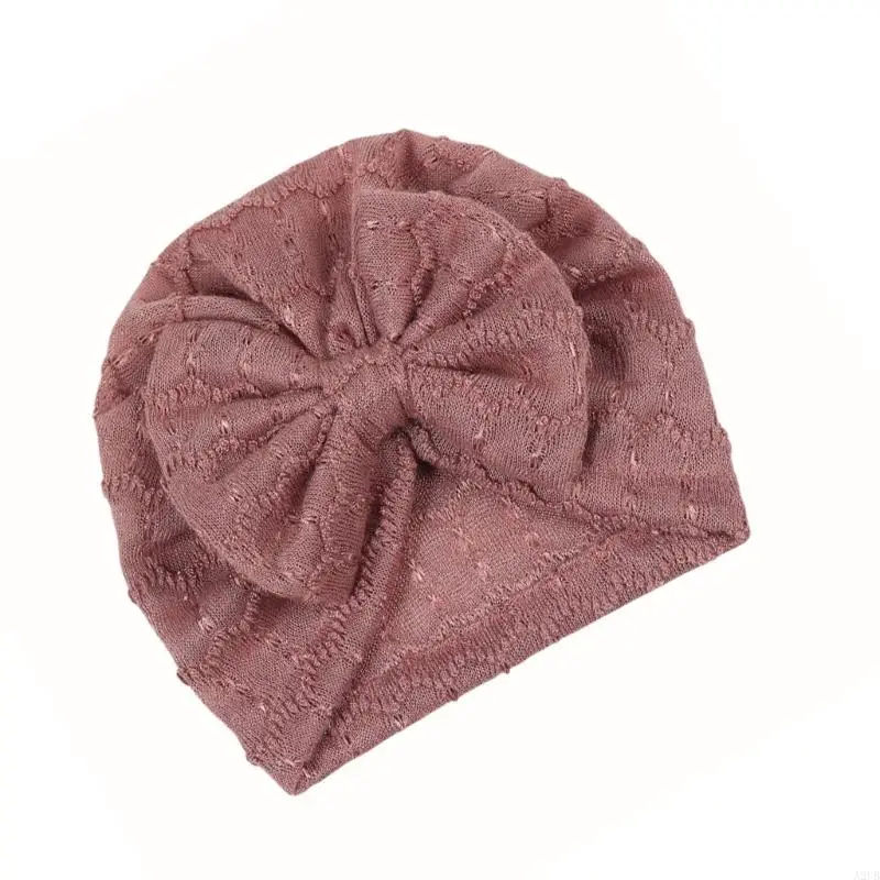 Baby Turban mit Bowknotakzent, atmungsaktive fetale Kappen Feste Farbhaube Trendy Headwap für Neugeborene Kleinkind A2UB – Detail 9