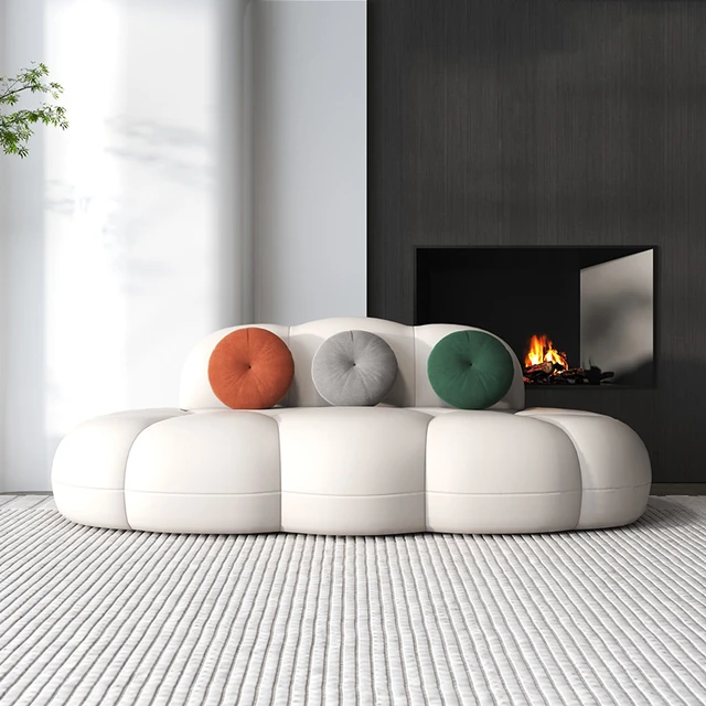 Canapé de sol italien en velours nordique, canapé de salon en bois,  incurvé, tissu de bureau minimaliste, décoration d'intérieur - AliExpress