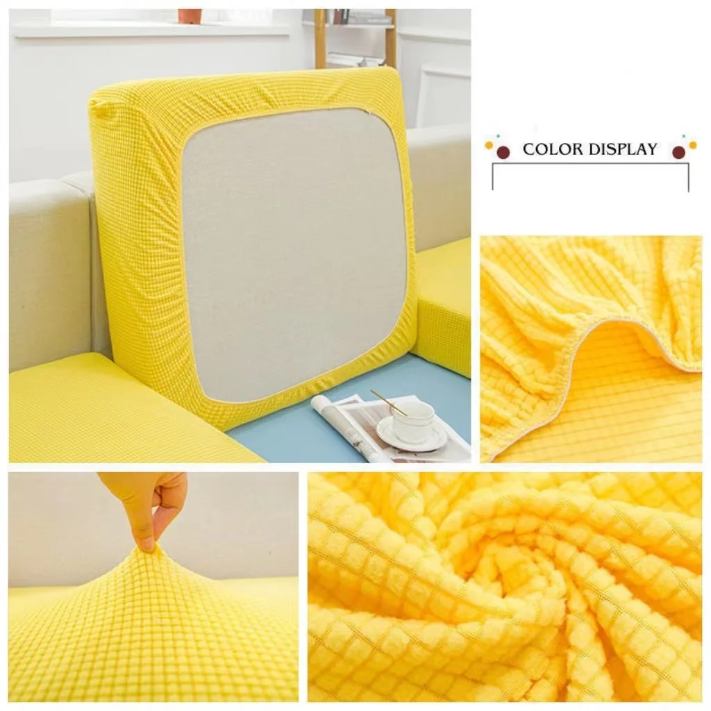 Jacquard Stretchable Sofa Cushion Cover - Washable & Removable Polar Fleece Slipcover