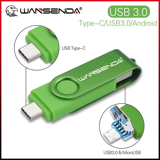 WANSENDA TYPE-C USB 3.0 Flash Drive 512GB 256GB 128GB 64GB 32GB