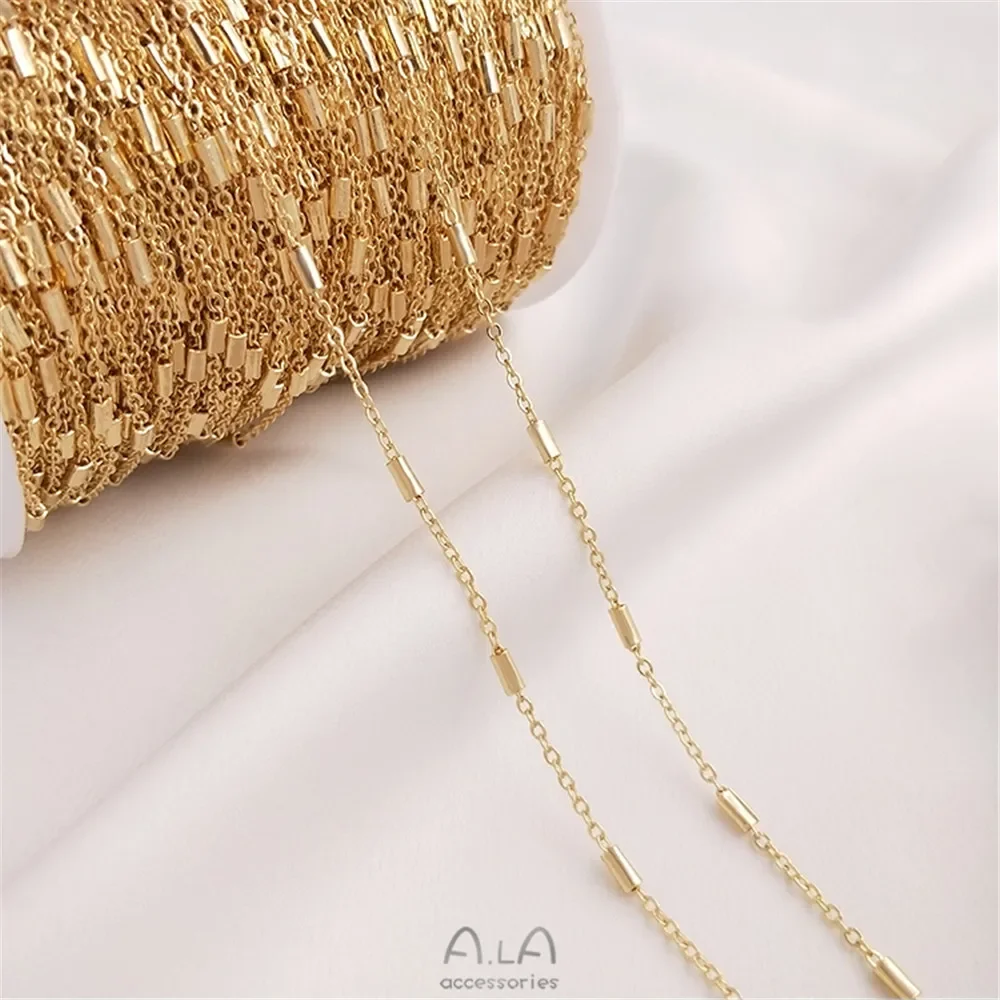 

14K Gold Plated Seper bead chain Hand loose chain flat O long chain DIY