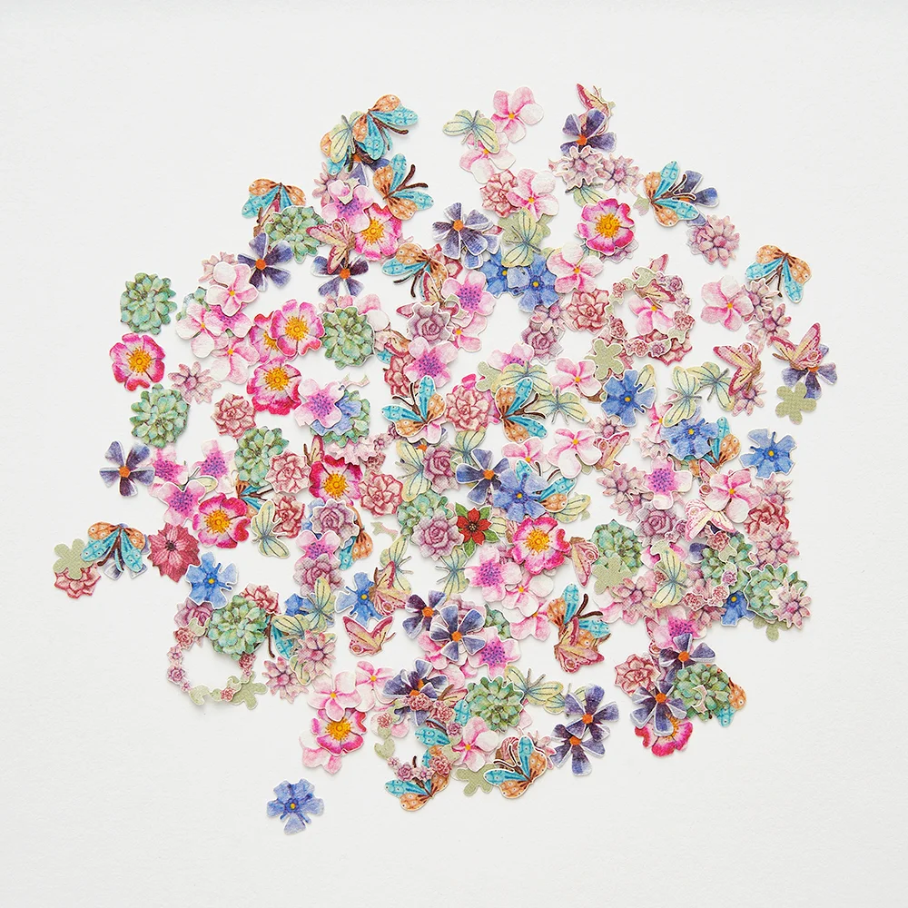 

200PCS/Set Nail Art Manicure Mixed Wood Pulp Piece Dried Flower Animal Plant Color Flower Nail Decor Fruit Sticker Nail Supplies