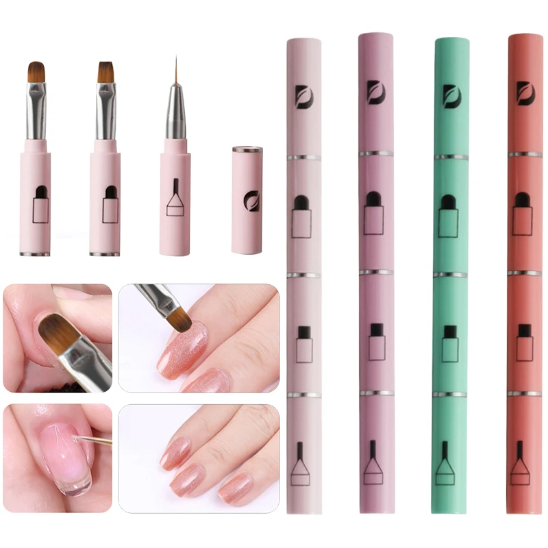 1Pc 3 In 1 Multifunctional Nail Art Pen Brushes Set Makeup Gadget Detachable Nail Art Brush For Home Travel