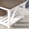 Farmhouse Coffee Table, Rustic Vintage Living Room Table with Shelf, 40 White 6