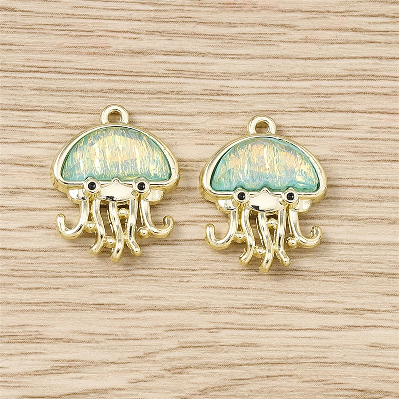 5 Stück 14 x 19 mm Cartoon-Anhänger mit Meereslebewesen-Meeresquallen für die Schmuckherstellung, Tropfenohrringe, Halsketten, Armbänder, DIY-Bastelarbeiten, Geschenke
