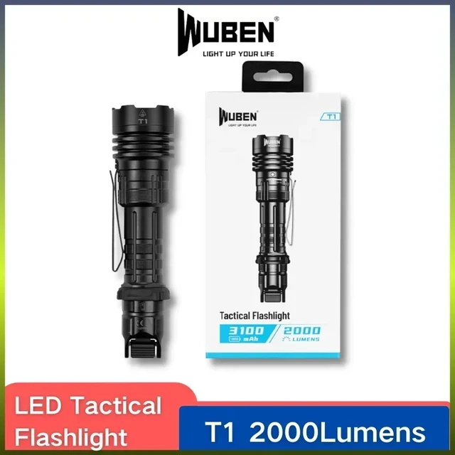 WUBEN-linterna LED C3 recargable tipo C, luz de tróch de alta potencia,  1200LM, con batería, linterna de Camping a prueba de agua