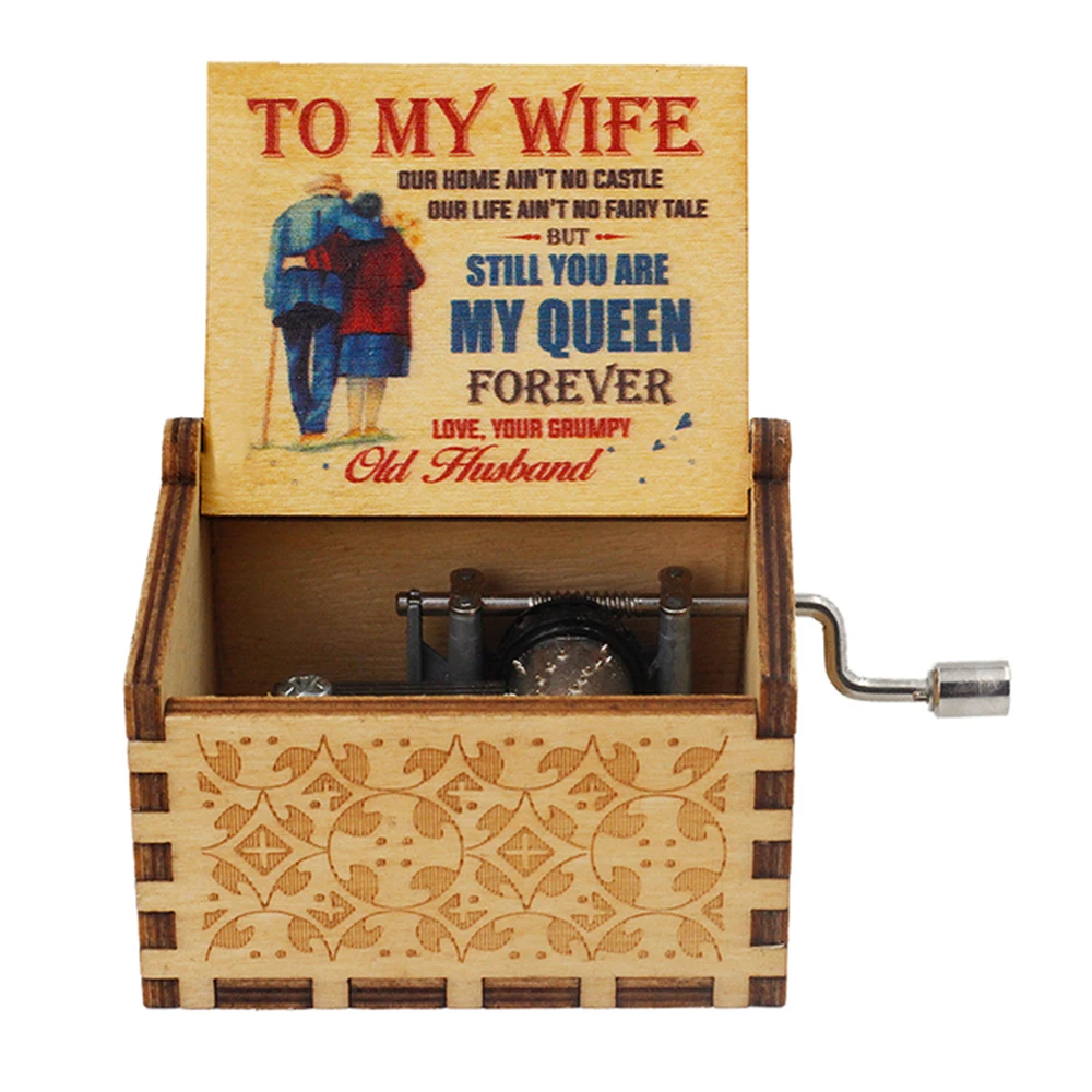Mini Wooden Hand Cranked Music Box You Are My Sunshine Theme Song Mother's Day Gift for Mom Birthday Gift for Son