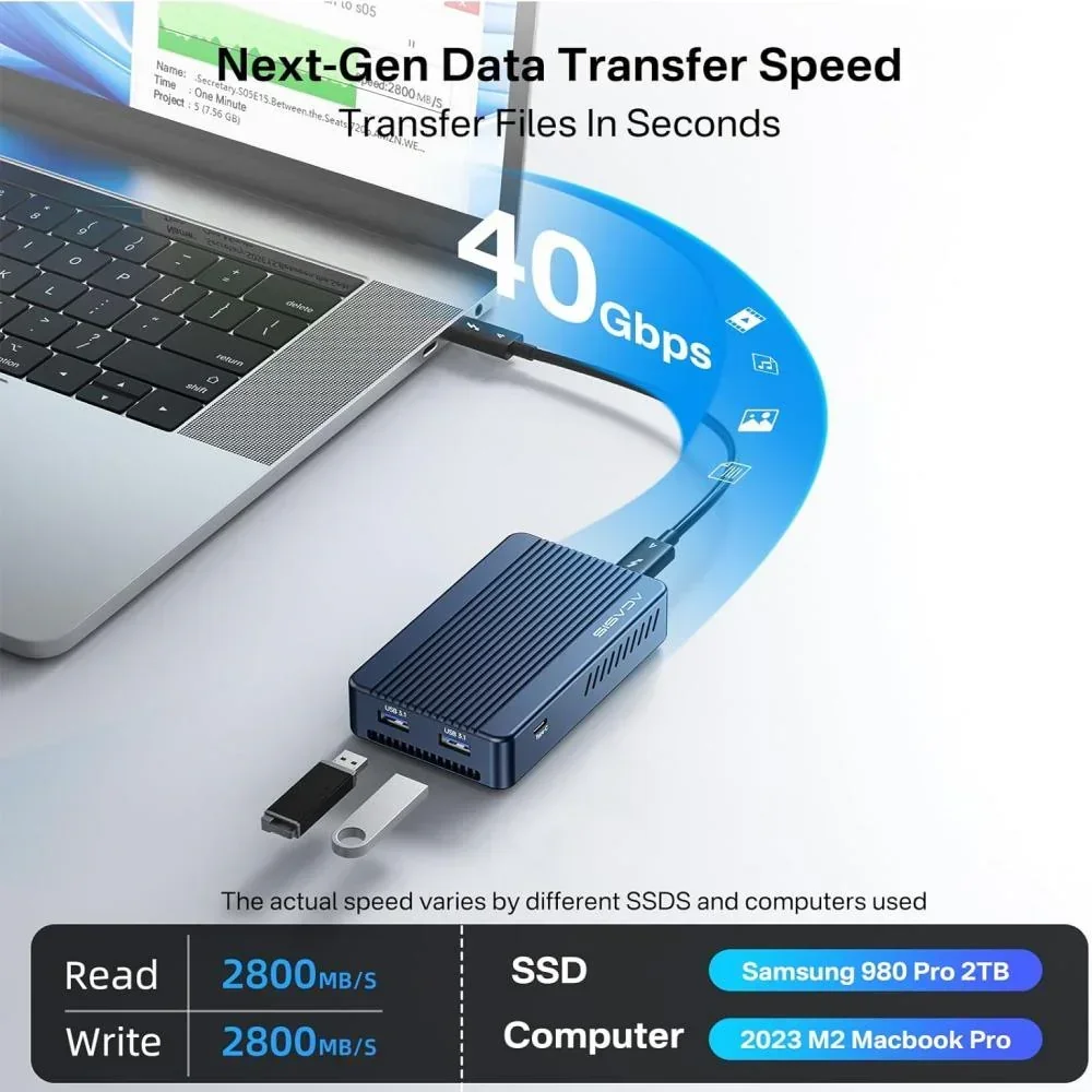 Acasis 40Gbps Thunderbolt NVMe SSD Enclosure Docking Station USB-C Hub 8K 60HZ High Definition Case SSD DP1.4 For Macbook Pro