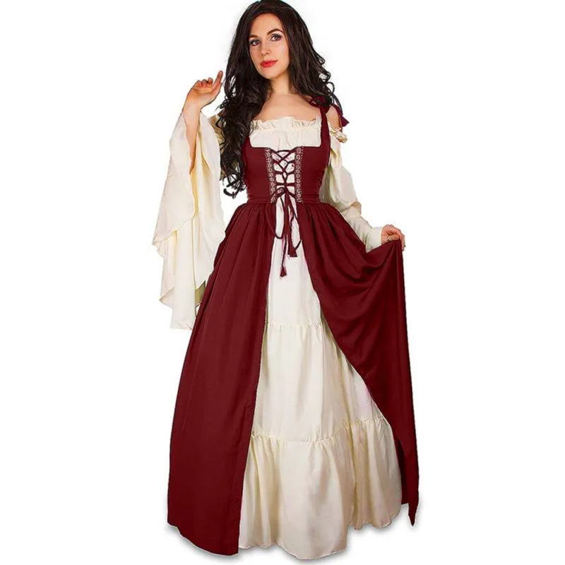 Medieval Mujer Vestido Con Capucha Y Accesorios Disfraz De Elfa